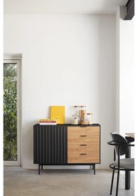 Comodă neagră/în culoare naturală joasă cu aspect de lemn de stejar 108x80 cm Sierra – Teulat