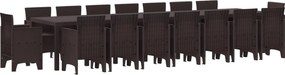 vidaXL Set de masă de grădină cu perne cu pernă 17 pcs Maro PP