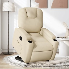 vidaXL Fotoliu electric rabatabil cu ridicare, crem, textil