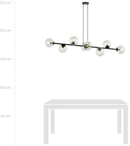 Lustră pe cablu ROSSI 8xE14/10W/230V negru/transparent