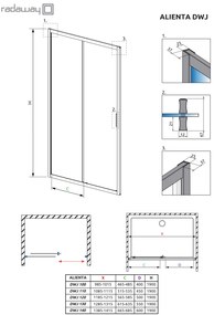 Usa culisanta de dus in nisa, 1200 mm, negru mat, doua elemente, Alienta Black DWJ Radaway