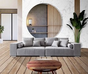 Canapea extensibilă dumonde cu ladă de depozitare si sezut confortabil din spuma high-density, Marbela Enjoy Silver XXL 295x100 cm