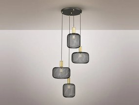 Lustra suspendata design decorativ modern Osiris 4 auriu/negru