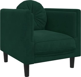 vidaXL Fotoliu canapea cu pernă, verde închis, catifea