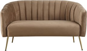 Canapea de design cu 2 locuri, ţesătură Velvet maro/gold crom-auriu, BAGY