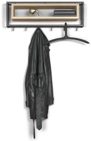 Cuier de perete negru/în culoare naturală cu raft din metal 78 cm School – Spinder Design