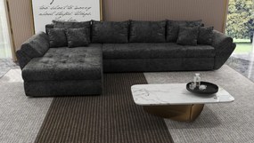 Colțar extensibil dumonde cu ladă de depozitare si sezut confortabil din spuma high-density, Loana XL Euphoria Negru 335x185 cm