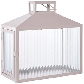 Lanternă decorativă Lucca, metal/vidră, bej/gri