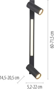 Schöner Wohnen 11793-18 - Spot LED DANTE 2xGU10/10W+LED/7,2W negru