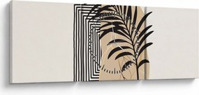 Tablou - Abstracție cu frunze tropicale N⁰3 (cu ceas) (90x30 cm)