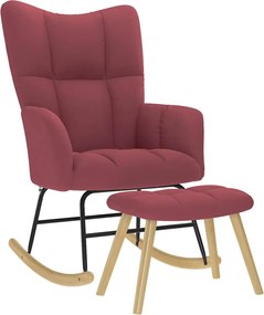 vidaXL Scaun balansoar cu taburet, roșu vin, material textil