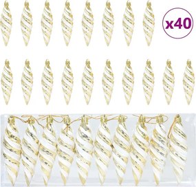 vidaXL Bola în formă de spirală de Crăciun 40 pcs Auriu Plastic