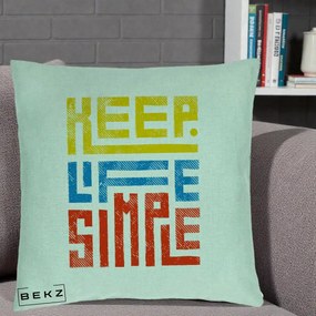 Perna Decorativa Keep Life Simple Colorat, 40x40 cm, Verde Menta, Husa Detasabila, Perna Inclusa, BEKZ®