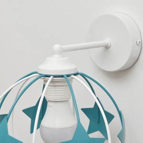 Lampă de perete pentru copii STARS 1xE27/15W/230V turcoaz/alb