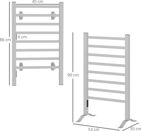 HOMCOM Uscător Electric de Prosoape pentru Perete sau Podea cu Timer și 8 Bare 53x35x90 cm Negru | Aosom Romania
