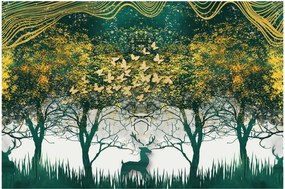 Tablou - Căprioare în pădurea verde (90x60 cm)