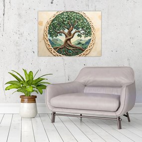 Tablou pe sticlă – Arborele vieții împletit (70x50 cm)