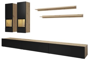Mobilier camera de zi Barly BM10 (stejar artisan + negru mat). 1118124