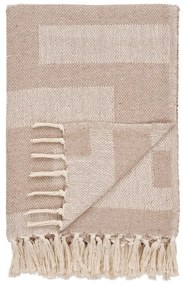 Pătură maro deschis din bumbac reciclat 130x180 cm Adana – House Nordic
