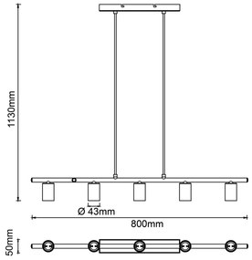 Brilliant - Lustră pe cablu KERRY 5xE27/40W/230V negru/alamă