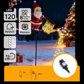 Aigostar -LED Decorațiune de Crăciun pentru exterior 120xLED/8 funcții 80 cm IP44 Santa/alb cald