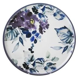 Set de veselă, 24 piese, din ceramică, alb/albastru