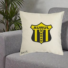 Perna Personalizata Aurul Brad Fotbal, 40x40 cm, Ecru, Husa Detasabila, Perna Inclusa, BEKZ®