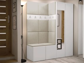Mobilier hol Tovenaz XII (Alb + Bej) (cu oglindă). 1104809