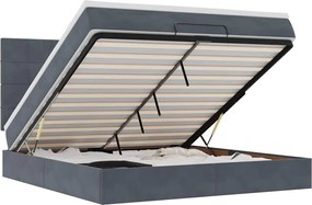 vidaXL Cadru de pat otoman cu saltele Gri închis 160x200cm catifea