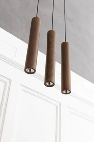 Lustra cu 3 pendule design minimalist din lemn cu spot LED încorporat Chimes 3 - dark oak