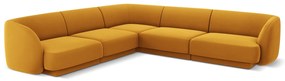 Coltar modular Miley cu tapiterie din catifea, galben