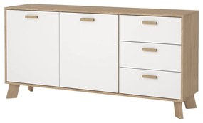Comodă albă-în culoare naturală cu aspect de lemn de stejar 147x73x39 cm Ikast – Tvilum
