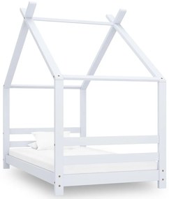 Cadru pat de copii, alb, 80 x 160 cm, lemn masiv de pin