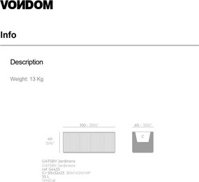 Jardiniera plante design decorativ modern exterior / interior GATSBY 100x40x40cm