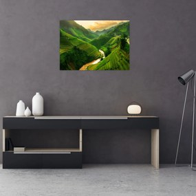 Tablou pe sticlă - Terase de orez Mu Cang Chai (70x50 cm)