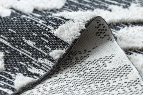 Covor ECO SISAL BOHO MOROC Etno Zig zag 22319 franjuri - două niveluri de lână gri / cremă, covor reciclat
