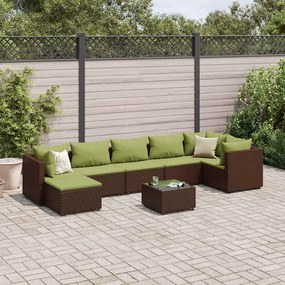 vidaXL Set mobilier de grădină cu perne, 8 piese, maro, poliratan