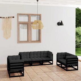 3076503 vidaXL Set mobilier grădină cu perne, 7 piese, lemn masiv pin