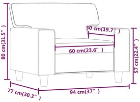 Canapea de o persoana, 60 cm, piele ecologica Negru, 94 x 77 x 80 cm