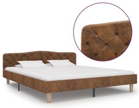 vidaXL Cadru de pat, maro, 180x200 cm, piele întoarsă ecologică