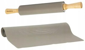 Plansa cu sucitor pentru aluat Klausberg KB-7597, 2 piese, 60x40 cm, Silicon si lemn, Gri/Maro