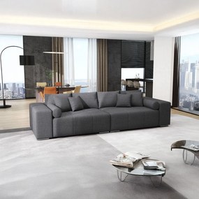 Canapea extensibilă dumonde cu ladă de depozitare si sezut confortabil din spuma high-density, Marbela Enjoy Grafit XXL 295x100 cm