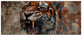 Tablou - Tigru din Cărămizi (120x50 cm)
