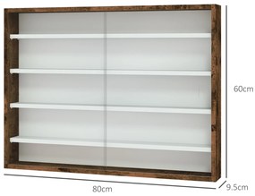 HOMCOM Dulap Vitrină de Perete cu 2 Uși din Sticlă și 4 Rafturi Reglabile | Aosom Romania