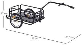 HOMCOM Carucior Remorca pentru Bicicleta Negru 156x72x82cm | Aosom Romania