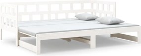 vidaXL Pat extensibil de zi, alb, 2x(90x190) cm, lemn masiv de pin