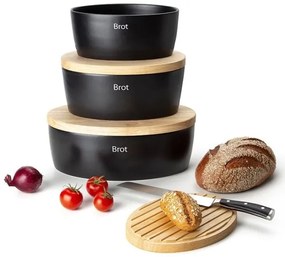 Cutie de pâine 13,5x30 cm neagră/bej Continenta C3730