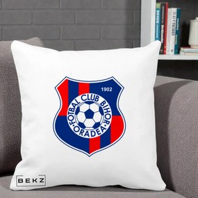 Perna Personalizata FC Bihor Oradea 1902 Fotbal, 40x40 cm, Alba Mata, Husa Detasabila, Perna Inclusa, BEKZ®