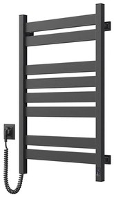Radiator de baie tip scară LARGO cu termostat, 432 W/230 V, 80,6 cm, IP44, negru, racordare stânga