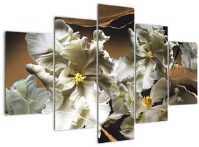Tablou - Flori de orhidee pe fundal de marmură (150x105 cm)
